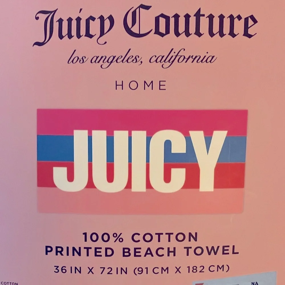 🏝️Juicy Couture beach towel 6 feet long 100% cotton NWT
